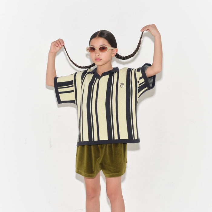 Kids Cotton Velour Track Short - Avocado