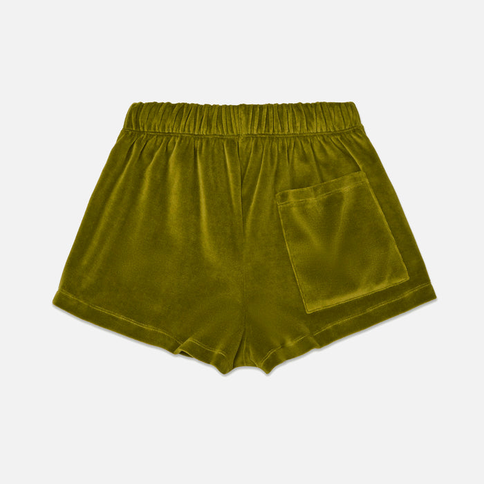 Kids Cotton Velour Track Short - Avocado