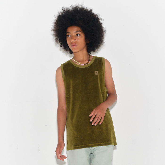 Kids Cotton Velour Vest - Avocado