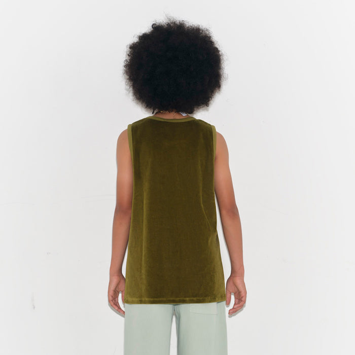 Kids Cotton Velour Vest - Avocado