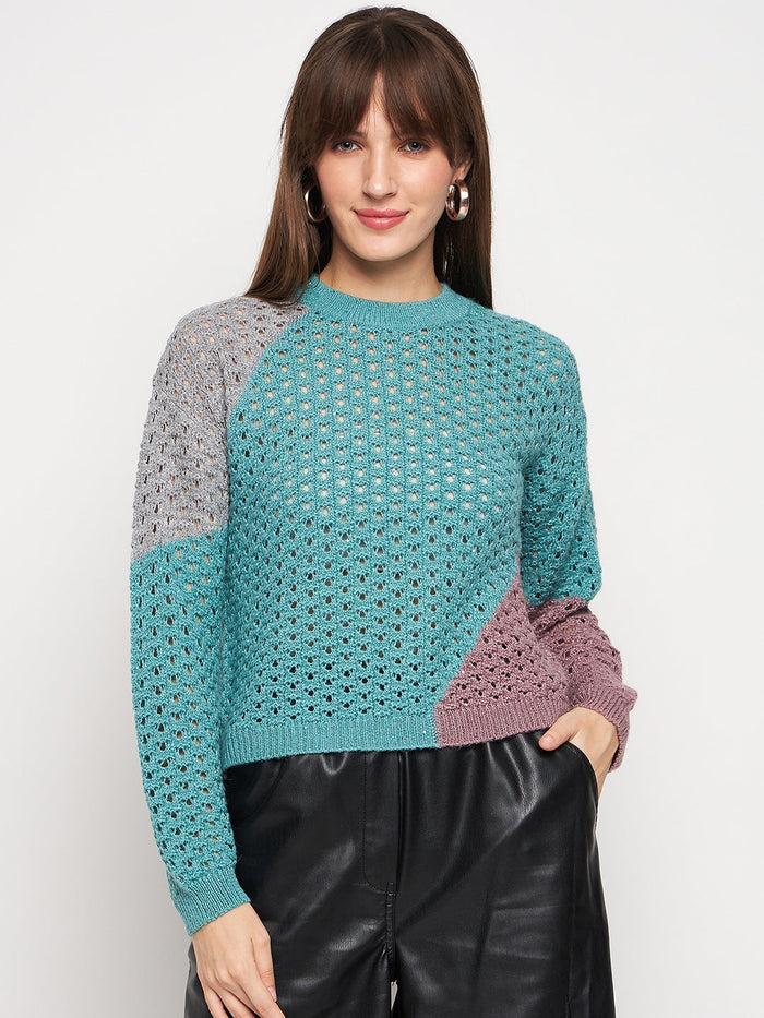 Madame Aqua Pointelle-Knit Jumper