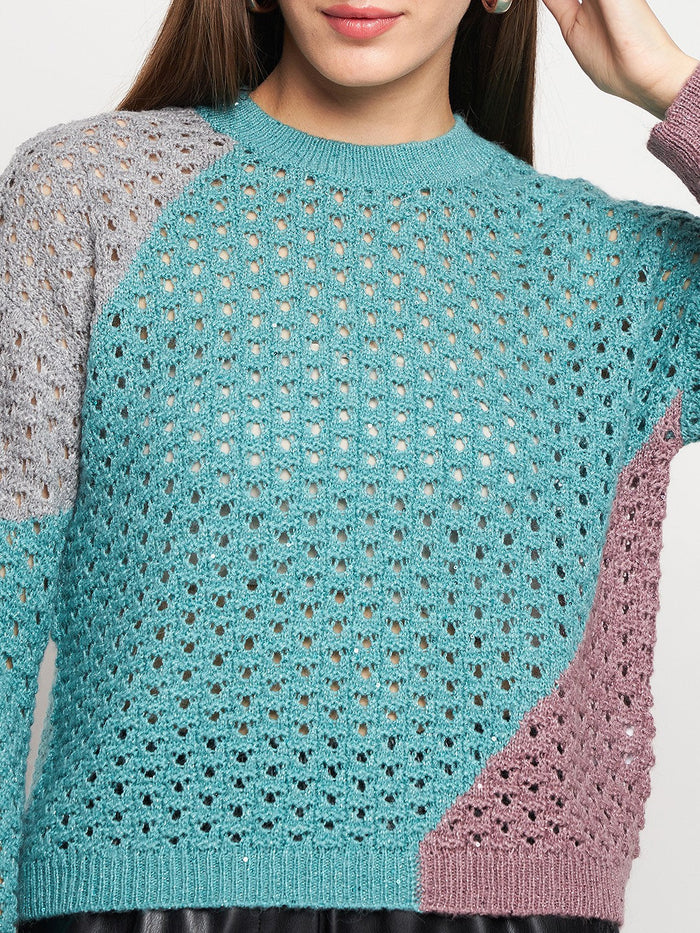 Madame Aqua Pointelle-Knit Jumper