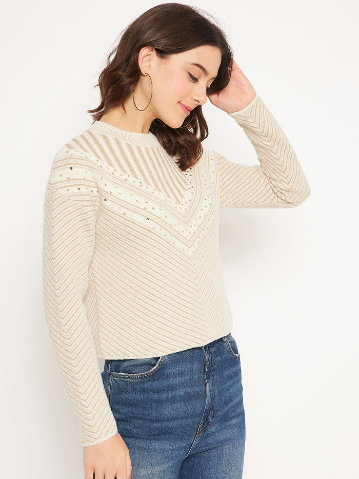 Madame Beige Embellished Sweater