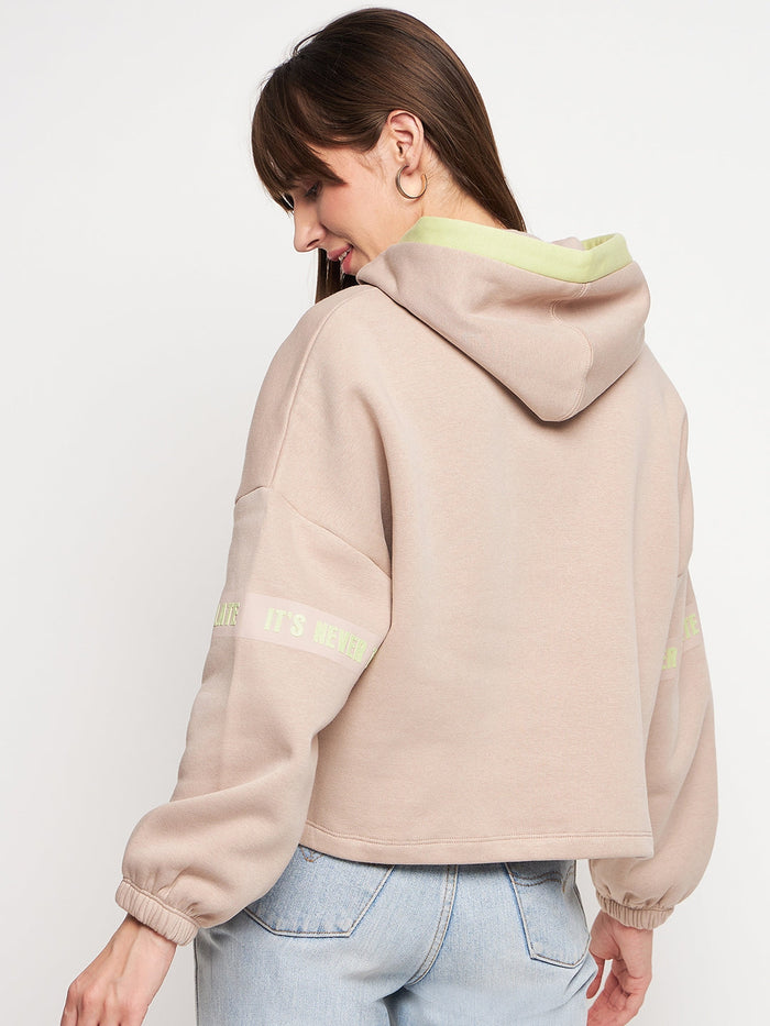 Madame Beige Hood Neck Sweatshirt