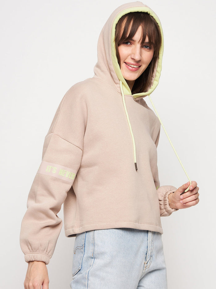 Madame Beige Hood Neck Sweatshirt