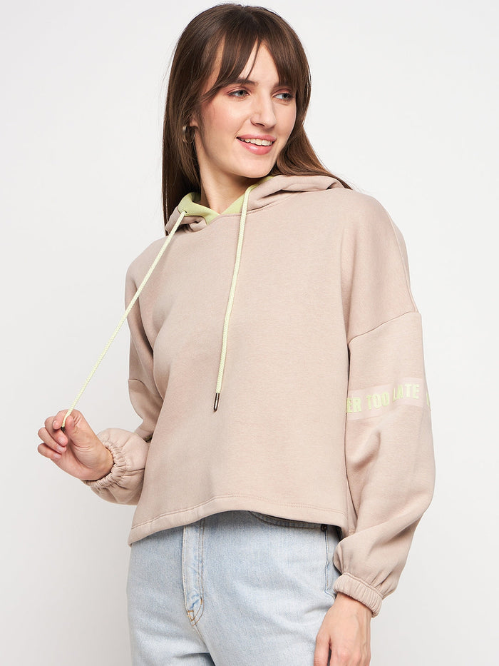 Madame Beige Hood Neck Sweatshirt