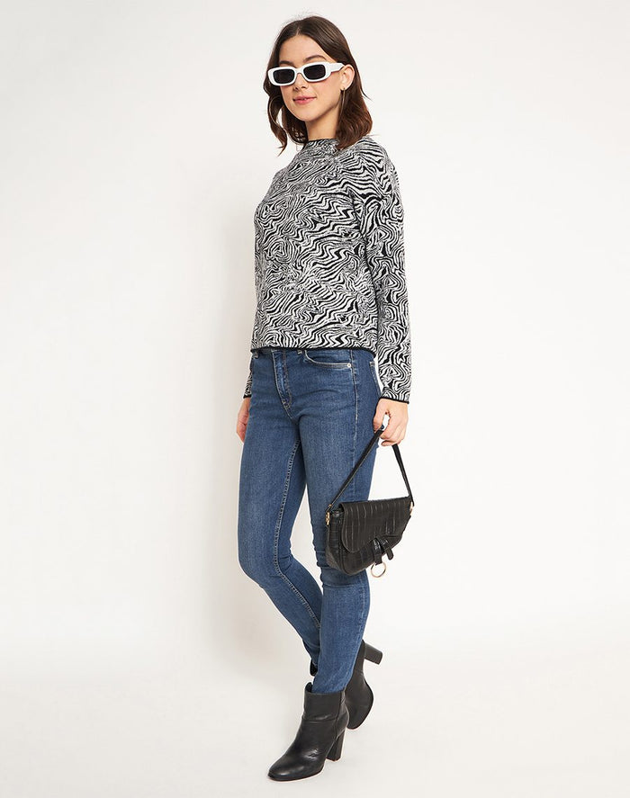 Madame Black Animal Print Sweater