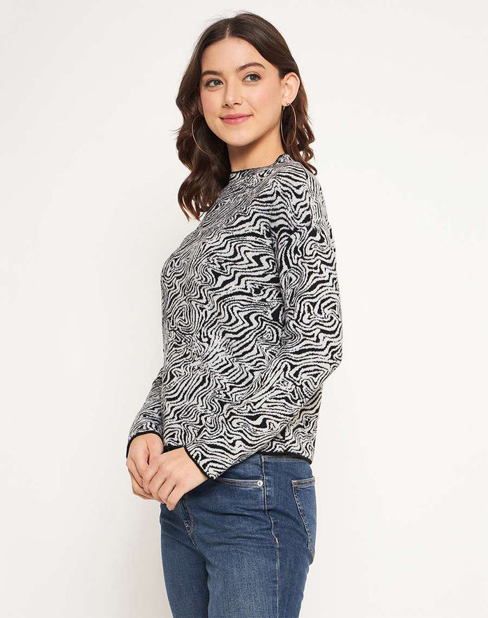 Madame Black Animal Print Sweater