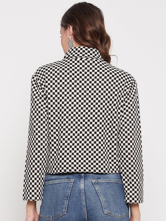 Madame Black Chess Print Turtleneck Top