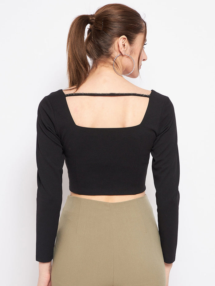Madame Black Square Neck Top