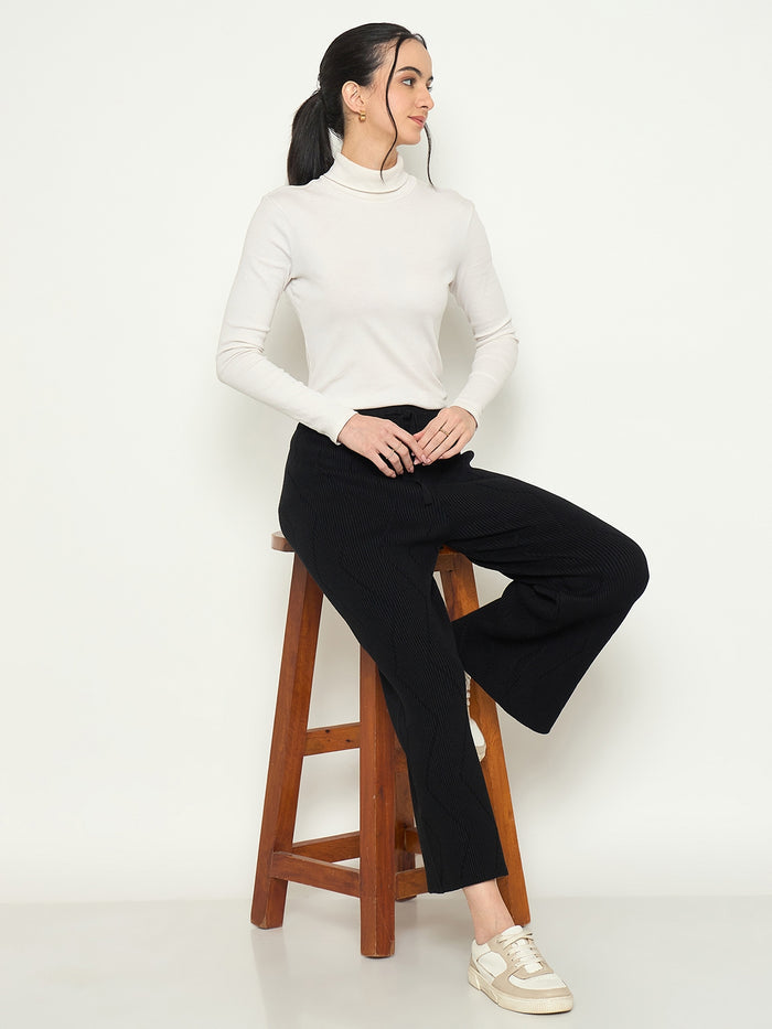 Madame Black Straight Fit Wool Bottoms