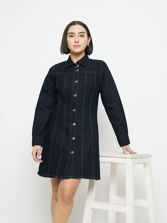 Madame Blue Denim Shirt Dress