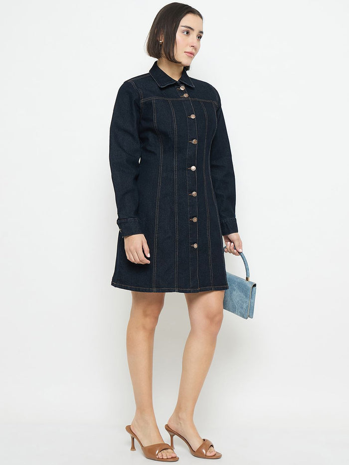 Madame Blue Denim Shirt Dress