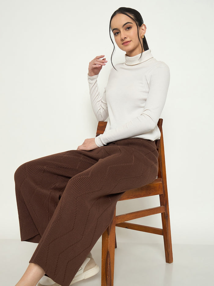 Madame Brown Straight Fit Wool Bottoms