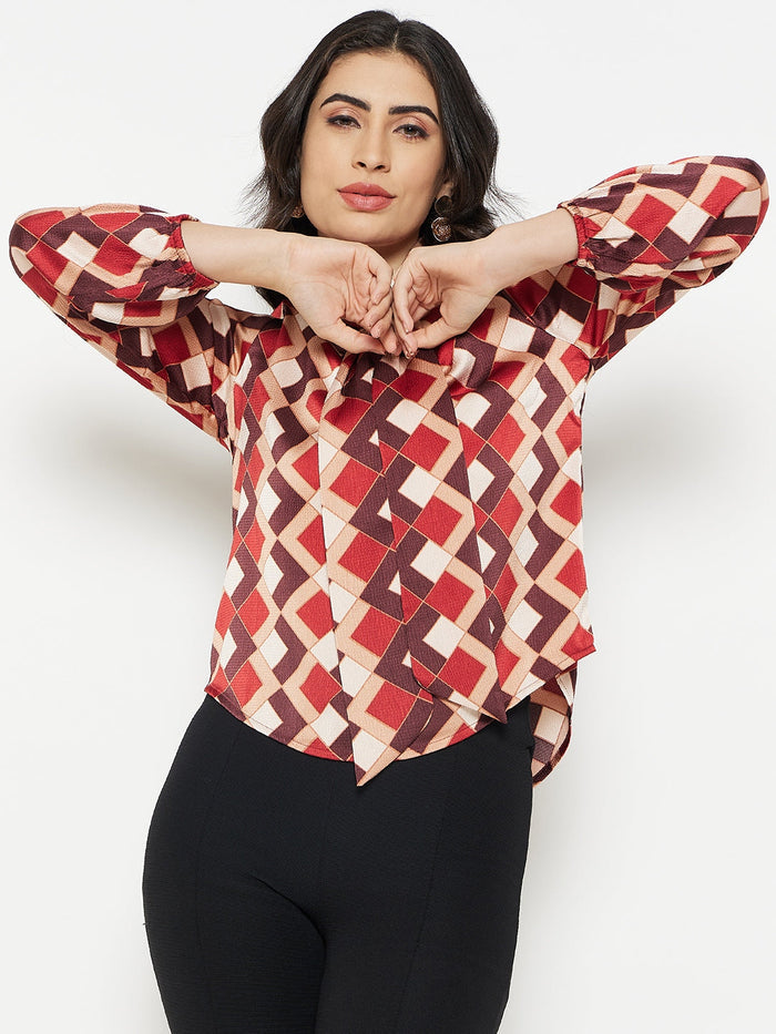Madame Camel Tie-Up Neck Top