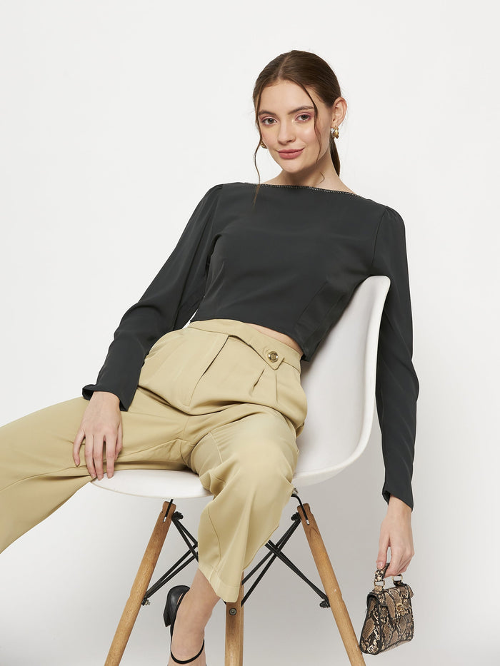 Madame Dark Blue Gray Top