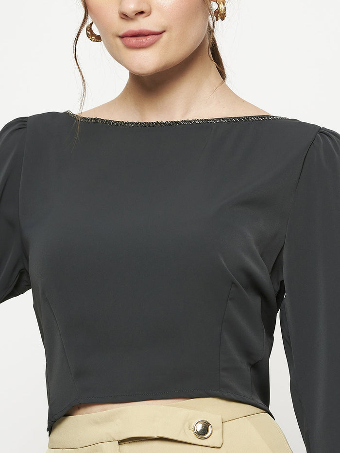 Madame Dark Blue Gray Top