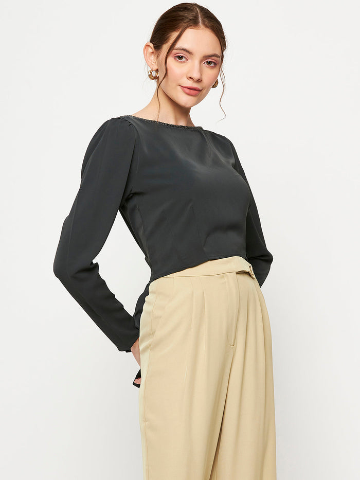 Madame Dark Blue Gray Top