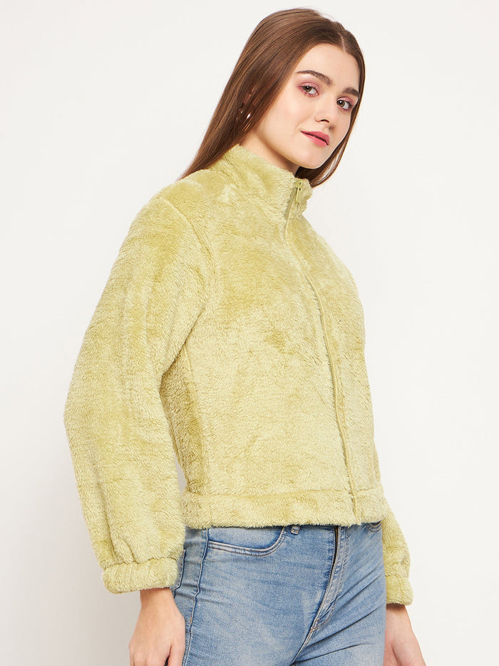 Madame Fleece Mock Neck Apple Green Sweatshirt