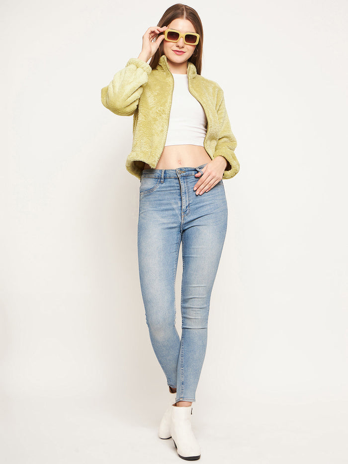Madame Fleece Mock Neck Apple Green Sweatshirt