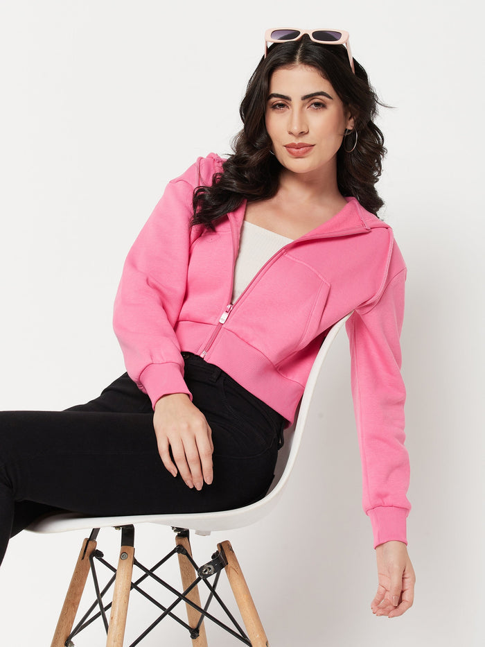 Madame Fuschia Hood Neck Sweatshirt