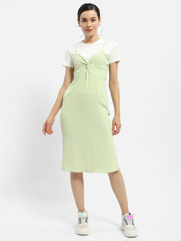 Madame Knotted Pastel Green Midi Dress