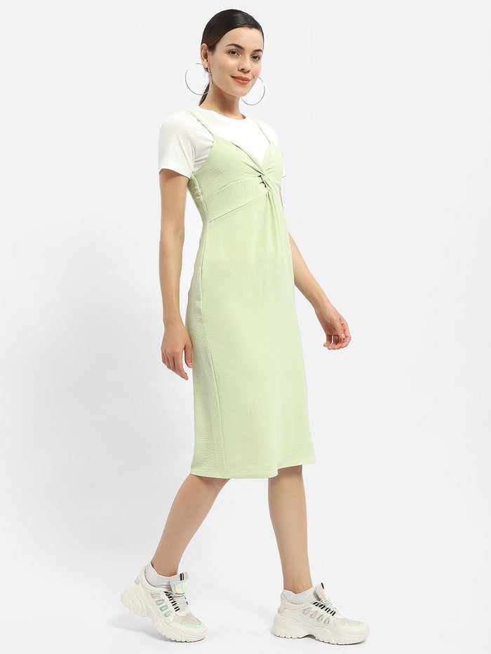 Madame Knotted Pastel Green Midi Dress