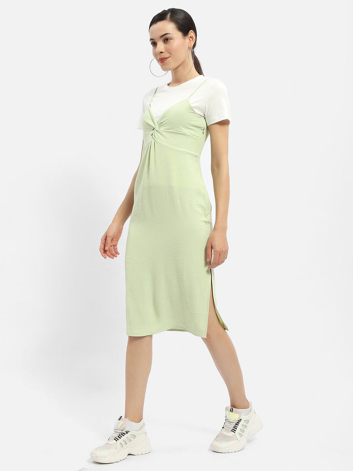 Madame Knotted Pastel Green Midi Dress
