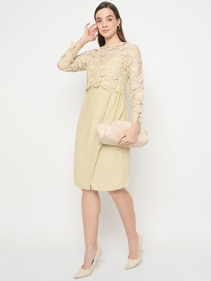 Madame Lace Overlay Wrap Lemon Yellow Dress