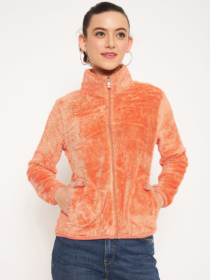Madame Light Orange High Neck Sweatshirt