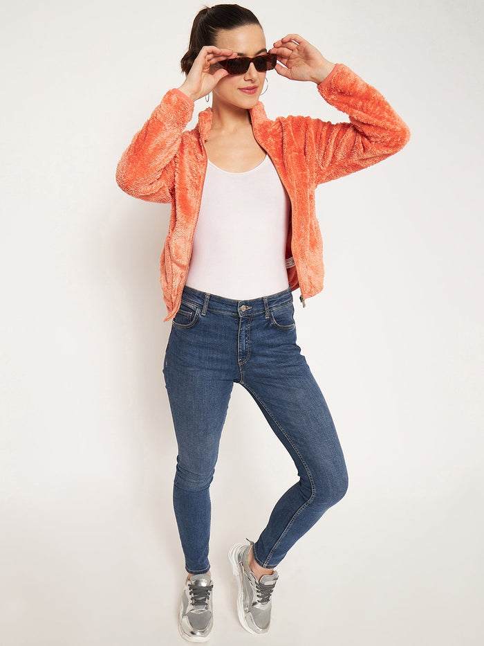 Madame Light Orange High Neck Sweatshirt