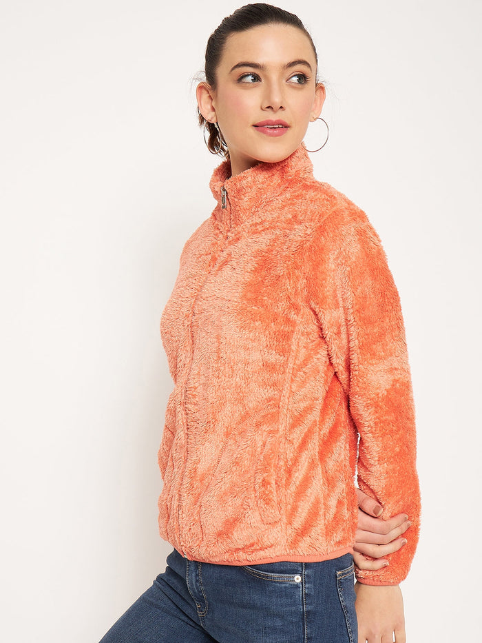Madame Light Orange High Neck Sweatshirt