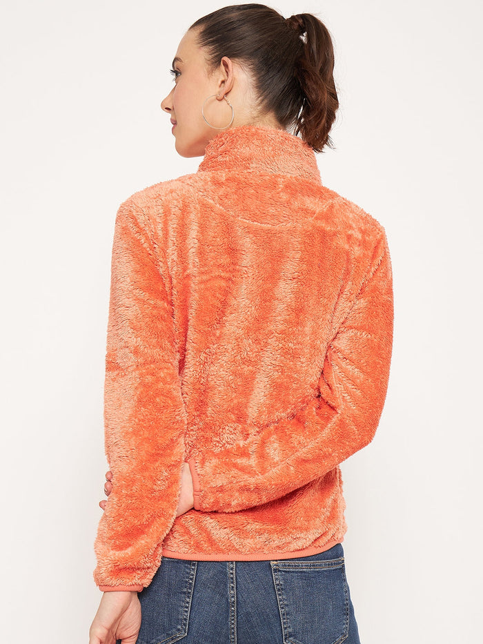 Madame Light Orange High Neck Sweatshirt