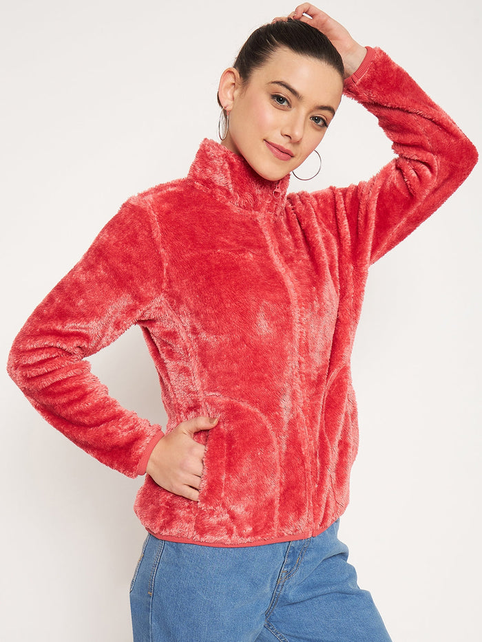 Madame Light Pink High Neck Sweatshirt