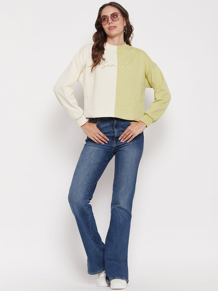 Madame Lime Green Color Block Sweatshirt