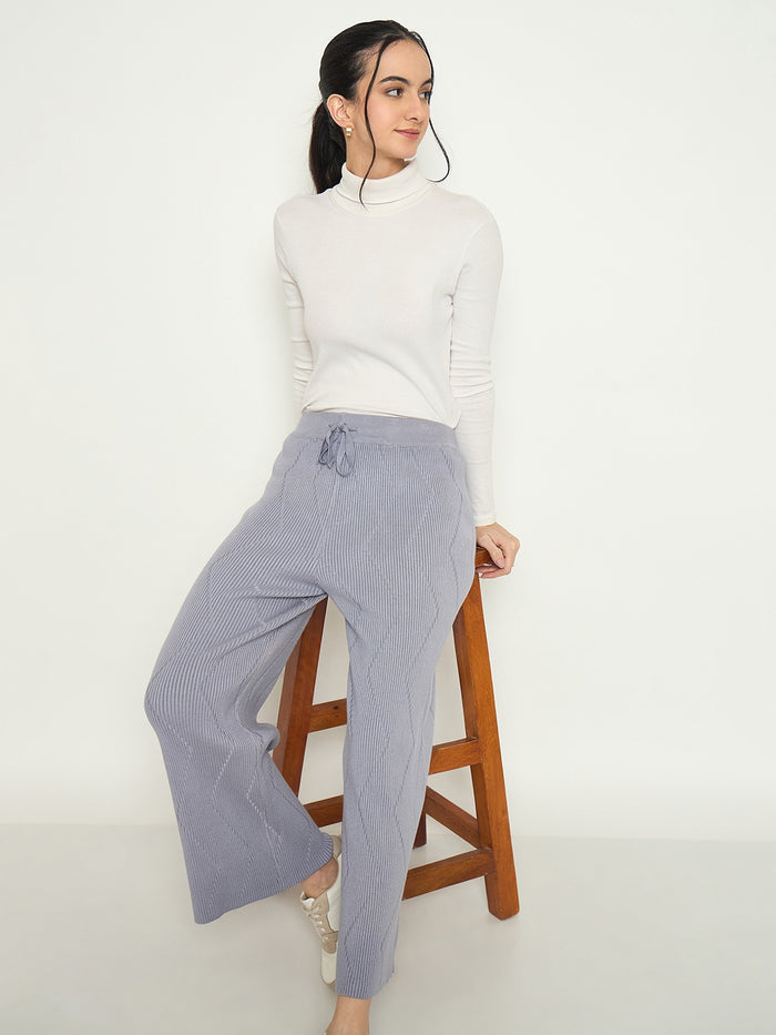 Madame Mauve Colour Straight Fit Wool Bottoms
