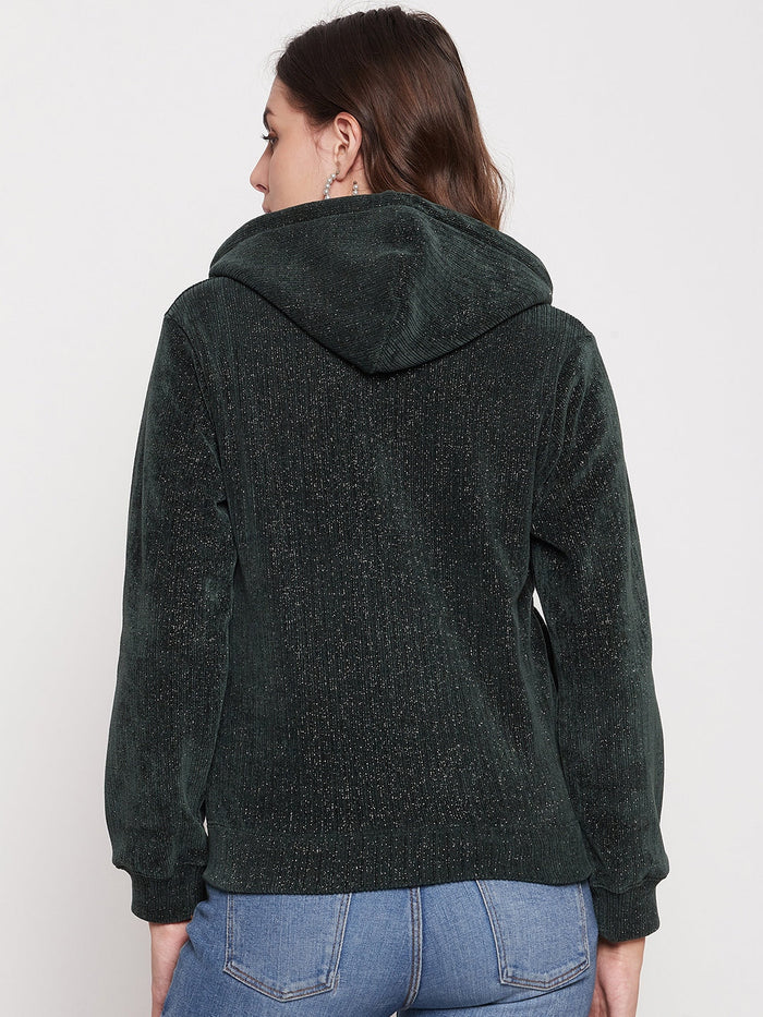 Madame Shimmer Bottle Green Hooded Sweatshirt