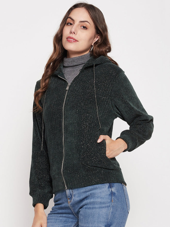 Madame Shimmer Bottle Green Hooded Sweatshirt