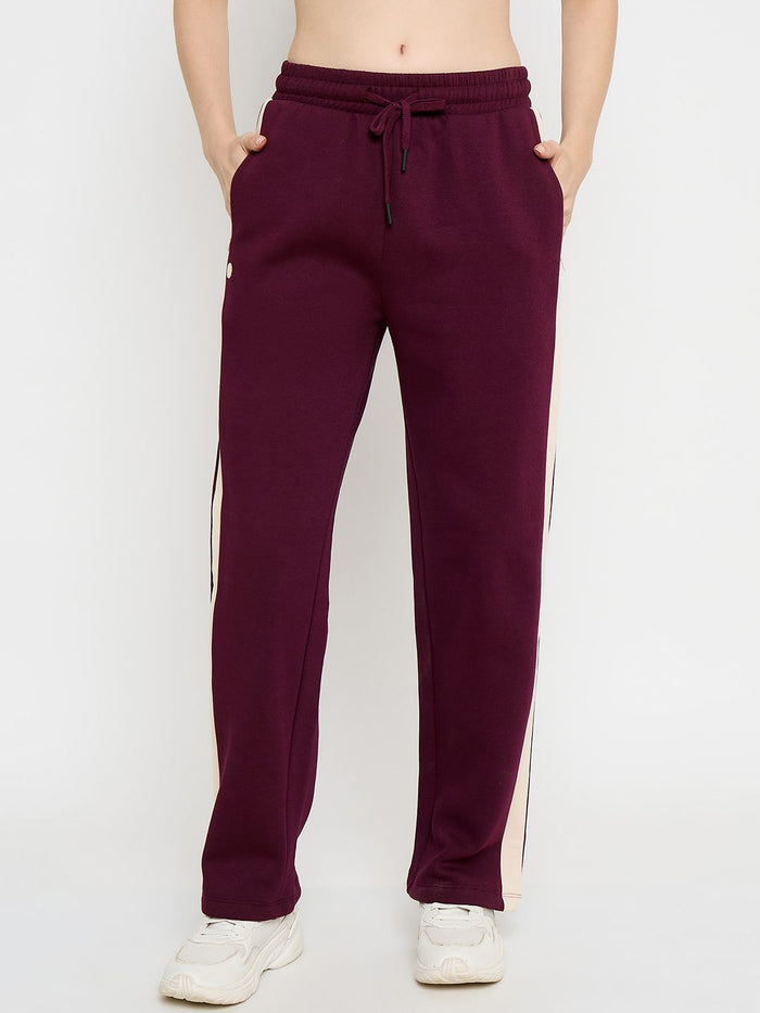 Madame Side Striped Purple Straight Track Bottoms