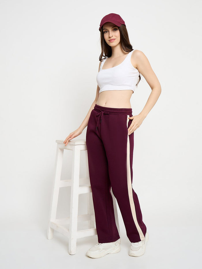 Madame Side Striped Purple Straight Track Bottoms