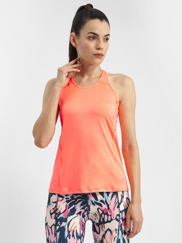 Madame Solid Orange Active Tank Top