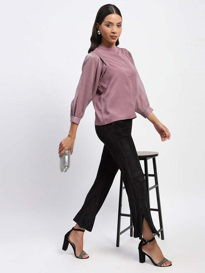 Madame Swarovski Detailed Mock Neck Top