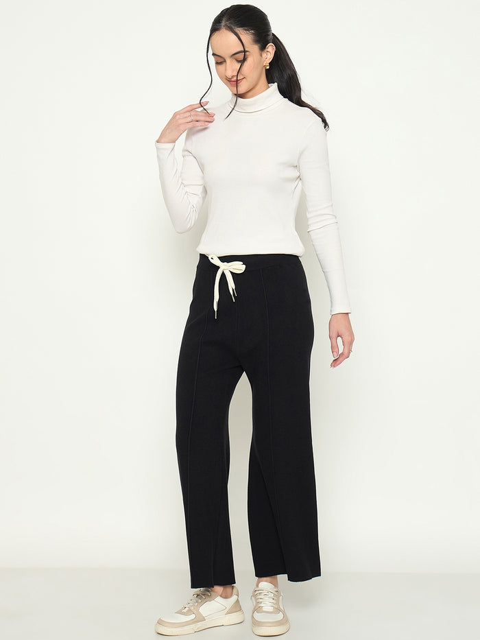 Madame Wide Leg Black Wool Bottoms
