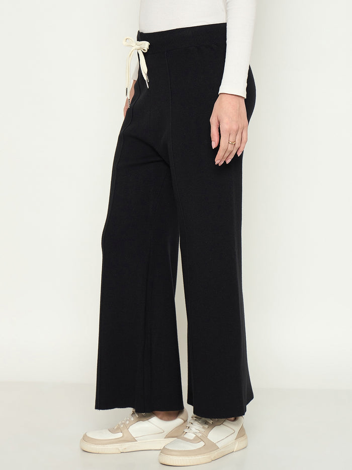 Madame Wide Leg Black Wool Bottoms