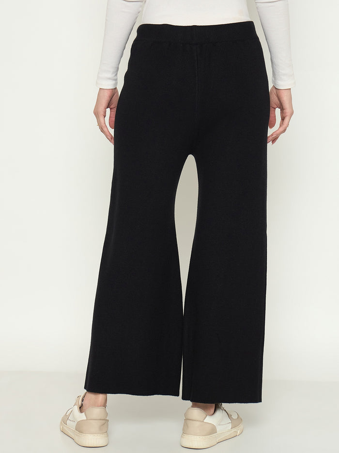 Madame Wide Leg Black Wool Bottoms