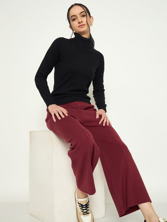 Madame Wine Colour Wide Leg Bottoms