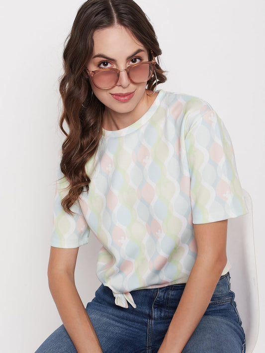 Madame Women Printed White Top