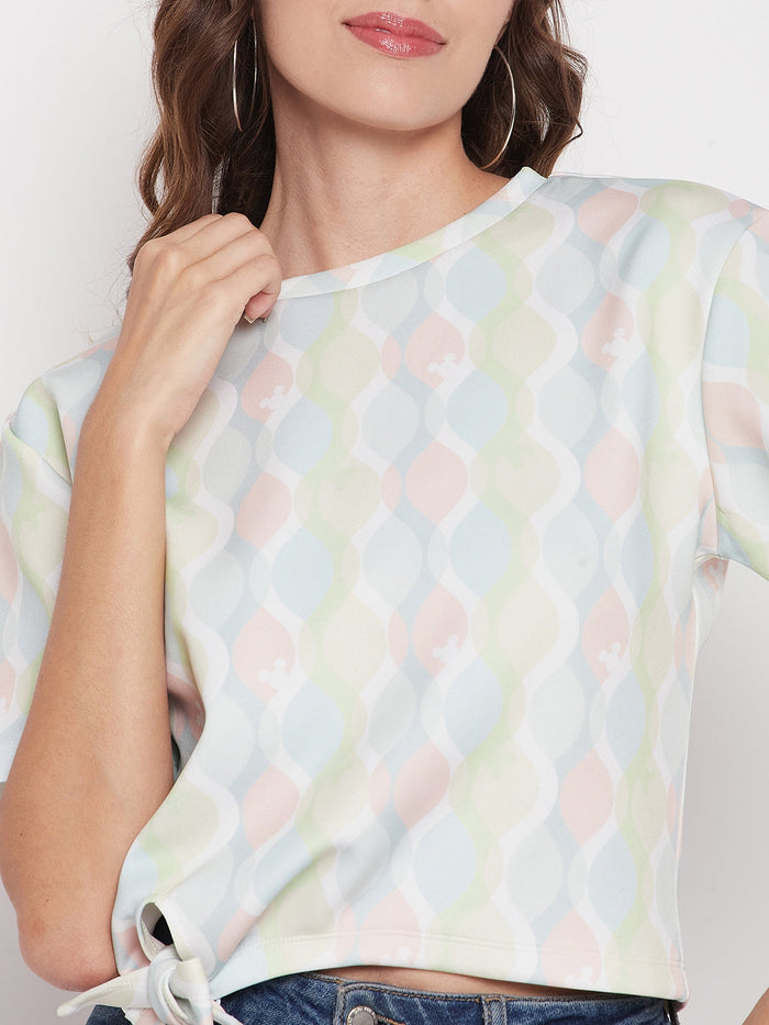Madame Women Printed White Top