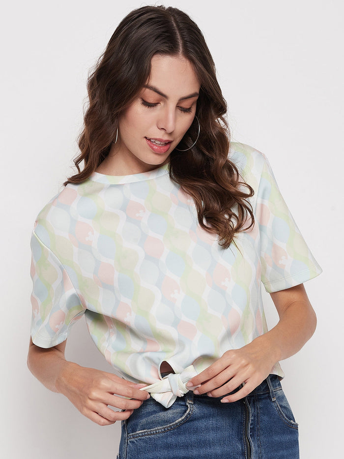 Madame Women Printed White Top