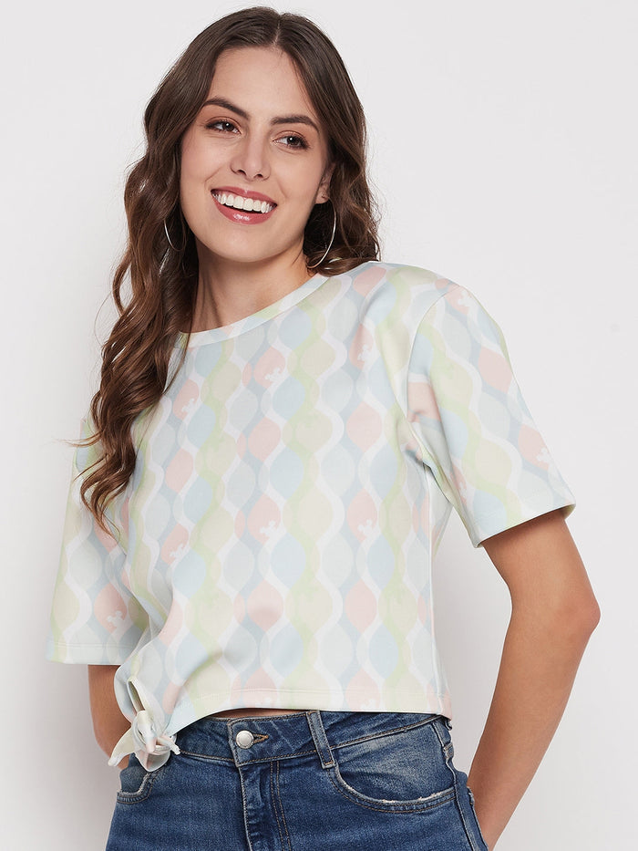 Madame Women Printed White Top